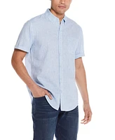 Weatherproof Vintage Men's Short Sleeve Solid Linen Cotton Shirt