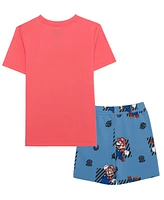 Hybrid Toddler and Little Boys Super Mario Short Sleeve T-shirt Shorts, 2 Pc Set