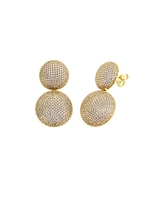 by Adina Eden Pave Puffy Double Circle Drop Stud Earring