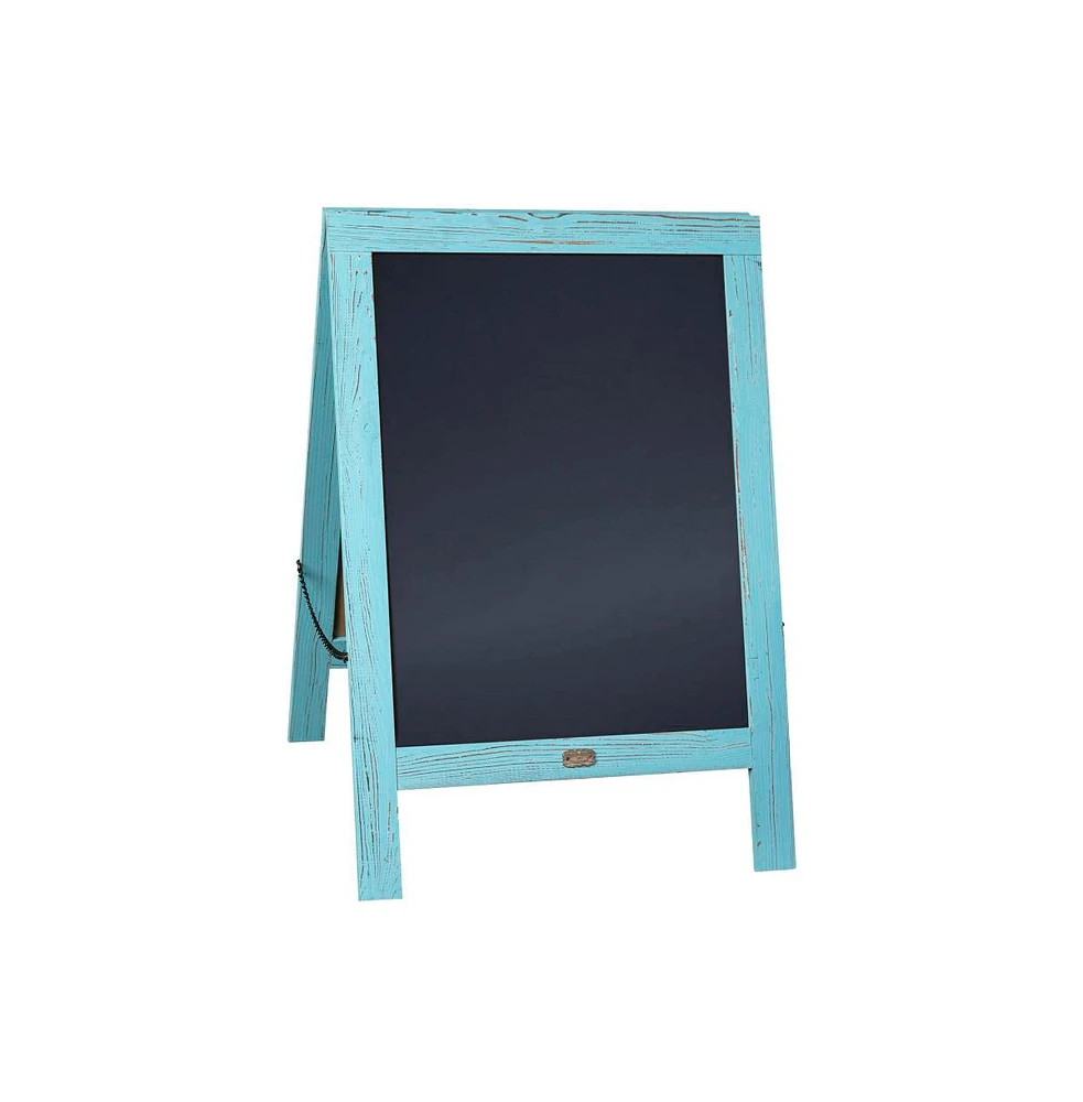 Burke 48"X24" Rustic Vintage like Double-Sided Folding Magnetic Chalkboard With 8 Chalk Markers, 10 Stencils And 2 Magnets Set