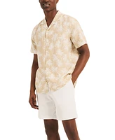 Nautica Men's Linen-Blend Palm Print Short Sleeve Camp Shirt
