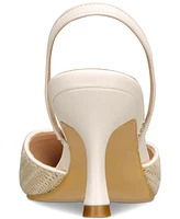 Vaila Shoes Women's Lynn Pointed-Toe Raffia Kitten-Heel Slingback Pumps Extended Sizes 9-14