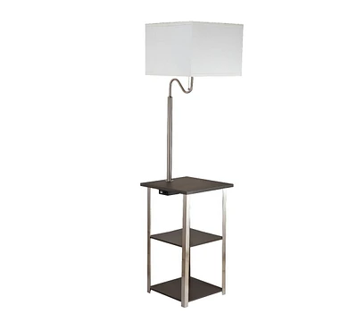 Simplie Fun 58" Tall" Dru" Square Side Table Floor Lamp With Charging And Usb Port, Silver