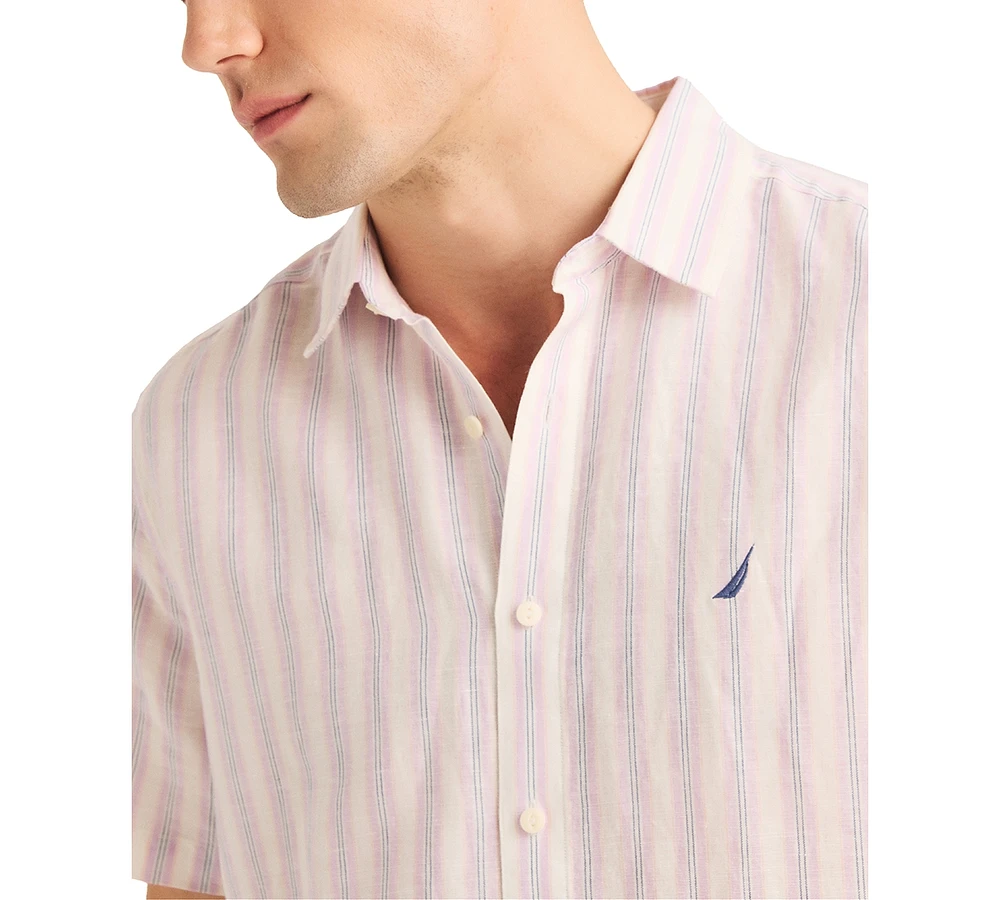 Men's Miami Vice x Nautica Striped Short Sleeve Linen Blend Shirt