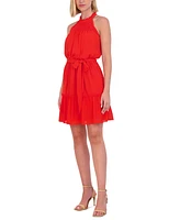 Vince Camuto Petite Smocked Halter Fit & Flare Dress