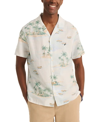 Nautica Men's Tropical Print Short Sleeve Button-Front Camp Shirt
