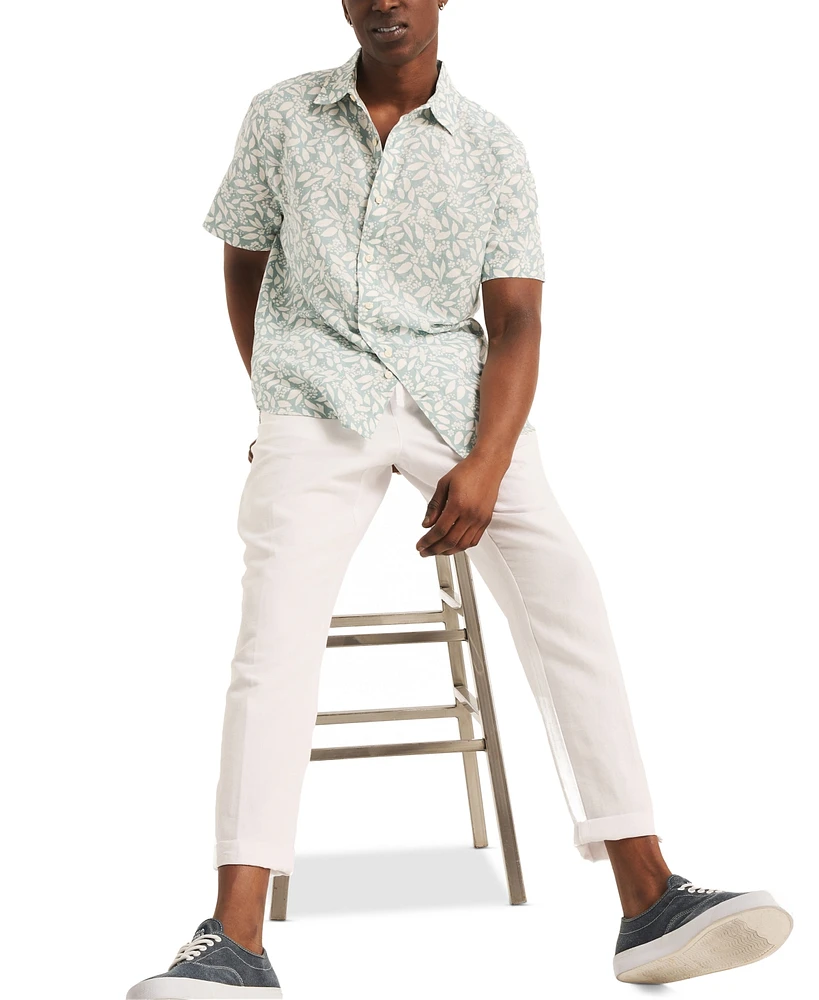 Nautica Men's Floral Print Short Sleeve Button-Front Shirt