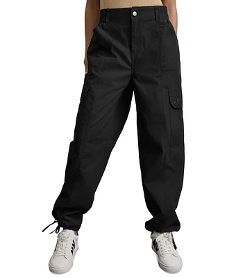 Dkny Jeans Women's Straight-Leg High-Waist Adjustable-Cuff Cargo Pants - Blk