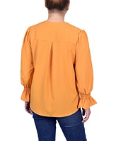 Ny Collection Women's Long Sleeve Y-neck Blouse