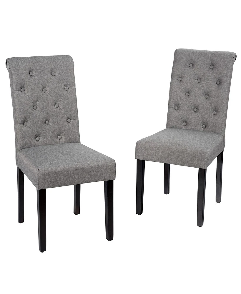 2 Pieces Tufted Dining Chair Set with Adjustable Anti-Slip Foot Pads