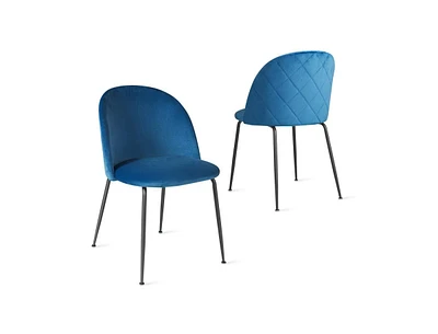 Set of 2 Upholstered Velvet Dining Chair with Metal Base for Living Room