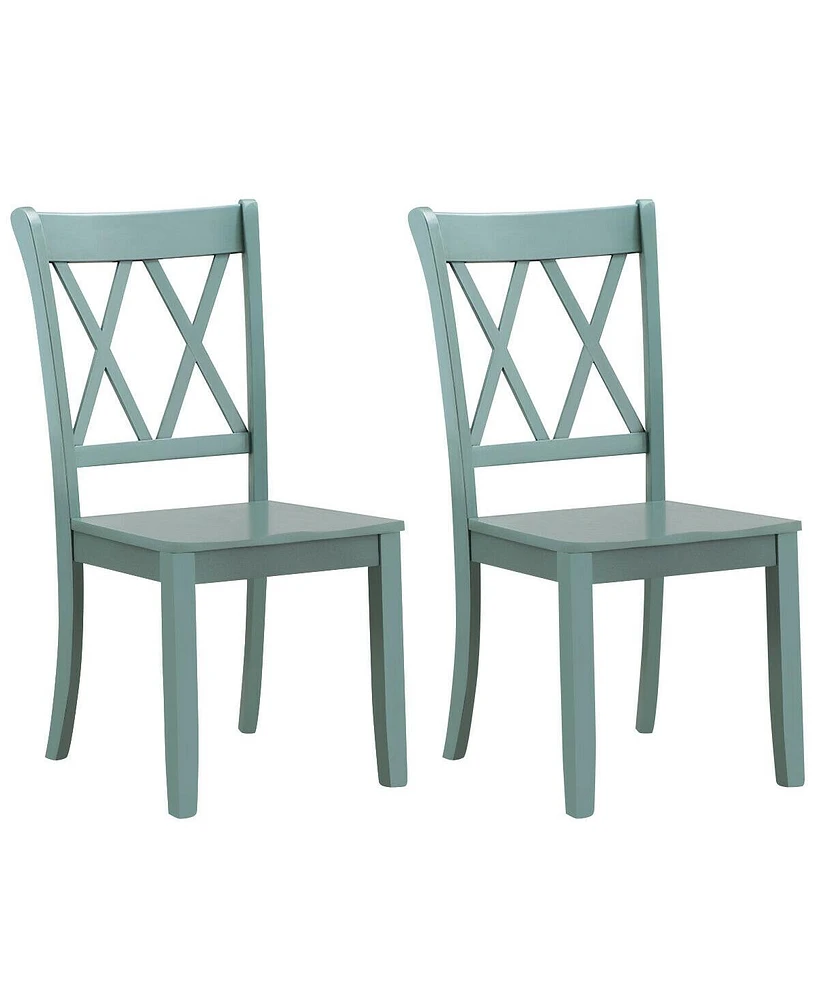 Slickblue Set of 2 Cross Back Rubber Wood Dining Chairs