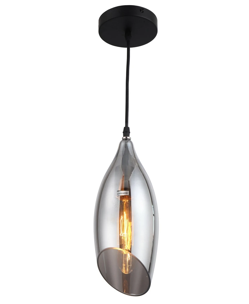 Dainolite 12" Glass, Metal Abba 1 Light Pendant with Smoked Glass