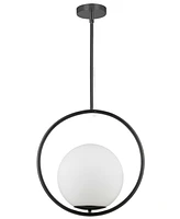 Dainolite 16" Metal, Glass Adrienna 1 Light Pendant with Glass