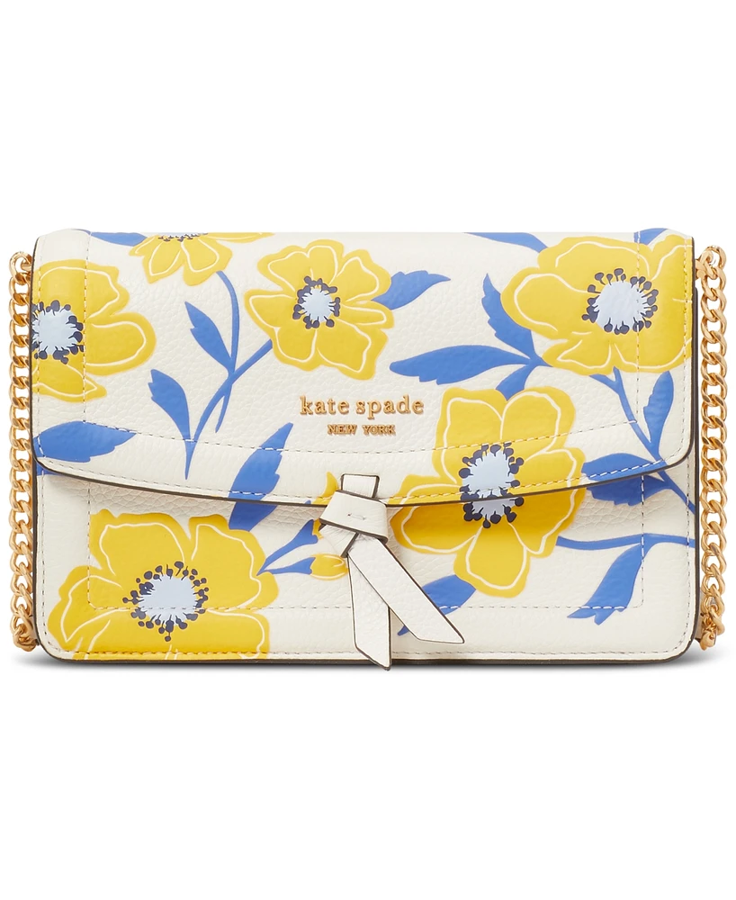 kate spade new york Knott Sunshine Floral Embossed Pebbled Leather Flap Mini Crossbody