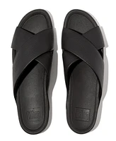 FitFlop Men's Tumbled-Leather Cross Slides