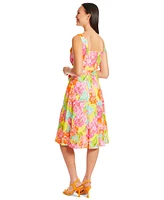 London Times Petite Printed Fit & Flare Dress