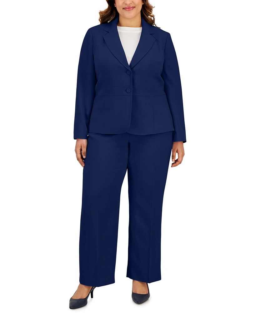 Le Suit Plus Size Crepe Two-Button Blazer Pantsuit