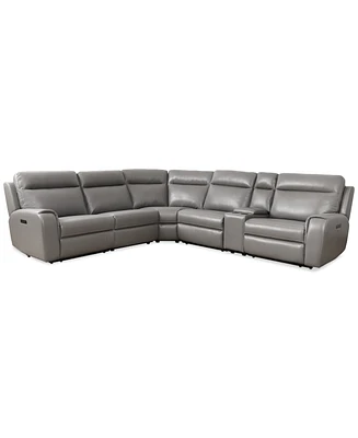 Closeout! Sheeler 6-Pc. Faux Leather Sectional with Power Motion Chairs & 1 Console