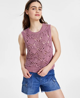 Lucky Brand Women's Diamond Crochet Cotton Sweater Vest