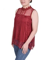 Ny Collection Mock-Neck Lace Top