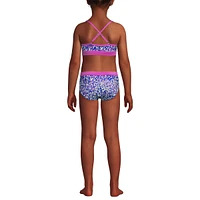 Lands' End Big Girls Plus Chlorine Resistant Rash Guard Swim Top Bikini and Bottoms Upf 50 Swimsuit Set