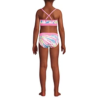 Lands' End Big Girls Plus Chlorine Resistant Rash Guard Swim Top Bikini and Bottoms Upf 50 Swimsuit Set