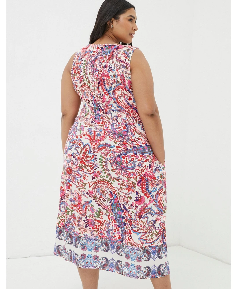 FatFace Women's Plus Aria Bright Paisley Midi Dress