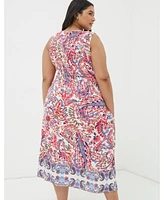 FatFace Women's Plus Aria Bright Paisley Midi Dress