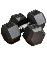 Soozier 2 x 50lbs Hex Dumbbell Set of 2, Rubber Weights Exercise Fitness Dumbbell with Non-Slip Handles, Anti