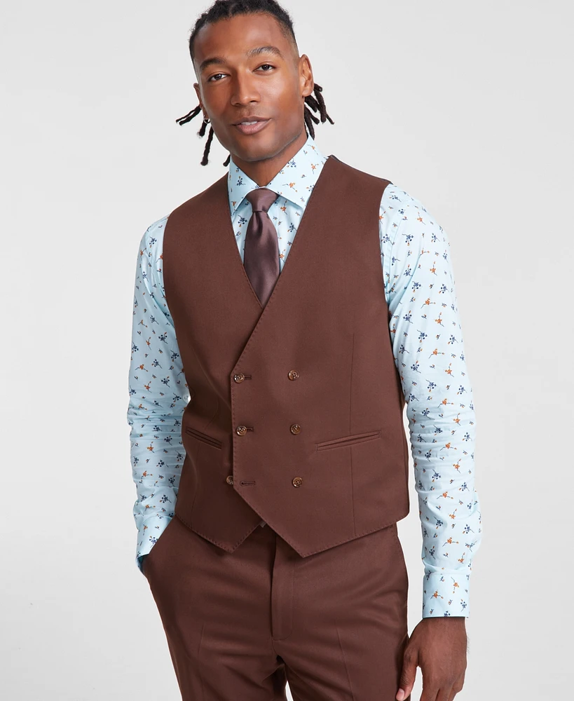 Tayion Collection Men's Classic-Fit Plaid Suit Vest