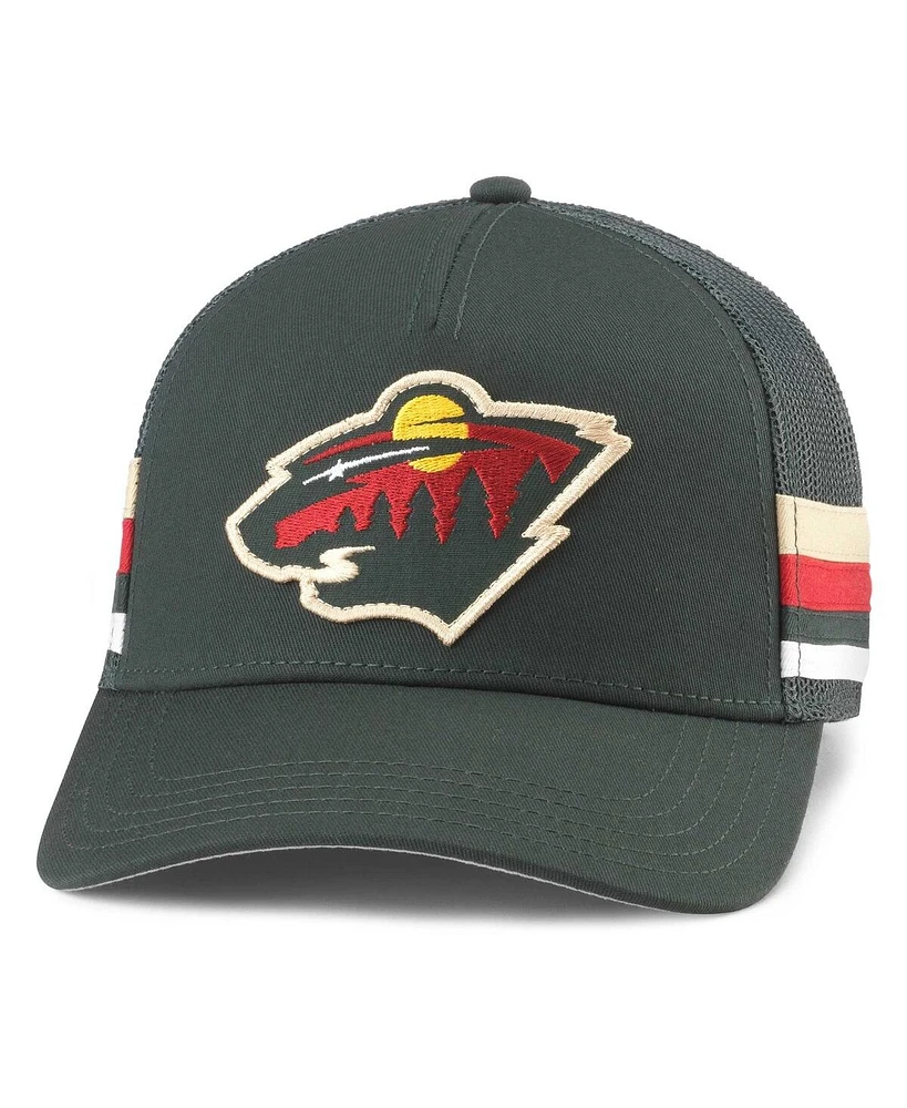Men's American Needle Green Minnesota Wild HotFoot Stripes Trucker Adjustable Hat