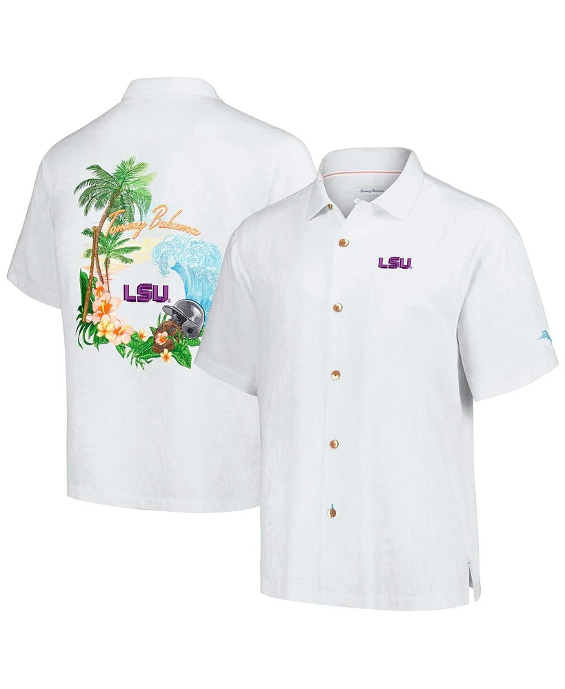 Men's Tommy Bahama White Lsu Tigers Castaway Game Camp Button-Up Shirt