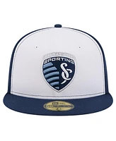 Men's New Era White, Navy Sporting Kansas City 2024 Kick Off Collection 59FIFTY Fitted Hat