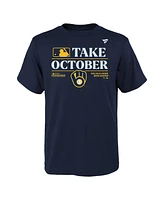 Big Boys Fanatics Navy Milwaukee Brewers 2023 Postseason Locker Room T-shirt