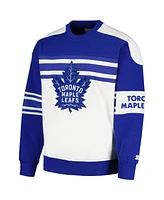 Men's Starter White Toronto Maple Leafs Defense Fleece Crewneck Pullover Sweatshirt