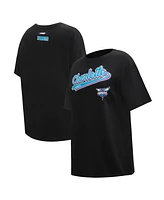 Women's Pro Standard Black Charlotte Hornets Script Boyfriend T-shirt