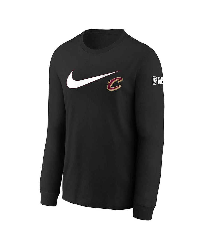 Big Boys Nike Black Cleveland Cavaliers Swoosh Long Sleeve T-shirt