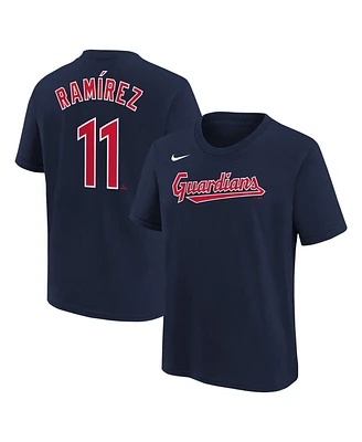 Big Boys Nike Jose Ramirez Navy Cleveland Guardians Home Player Name and Number T-shirt