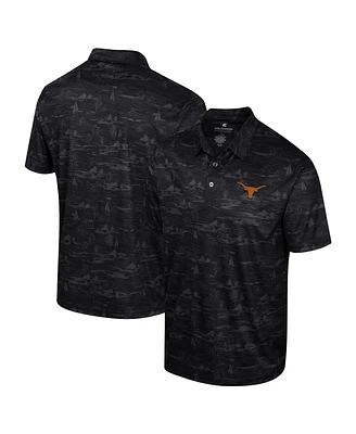 Men's Colosseum Black Texas Longhorns Daly Print Polo Shirt