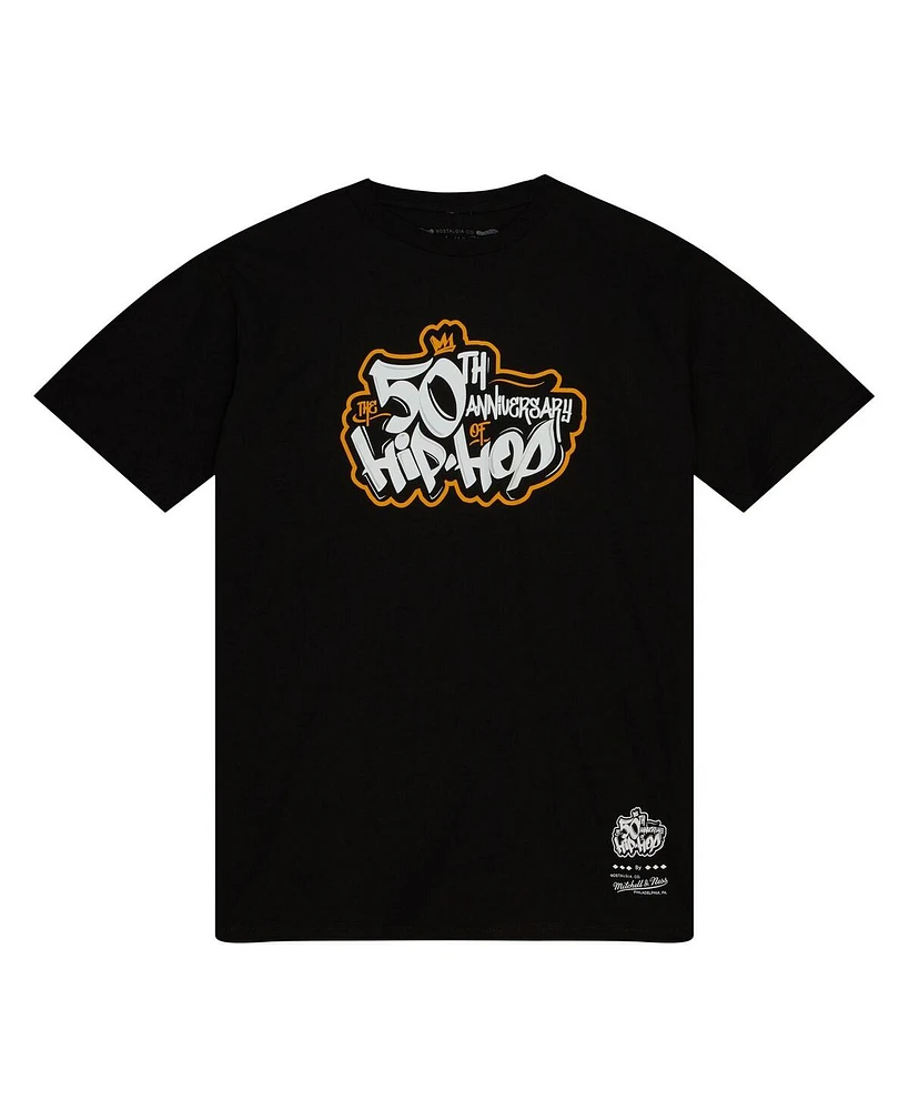 Men's and Women's Mitchell & Ness Black 50th Anniversary of Hip-Hop Logo T-shirt