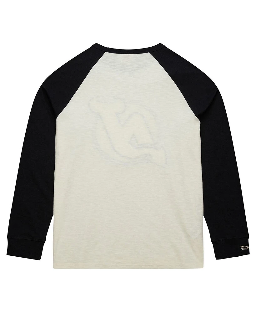 Men's Mitchell & Ness Cream New Jersey Devils Legendary Slub Vintage-Like Raglan Long Sleeve T-shirt