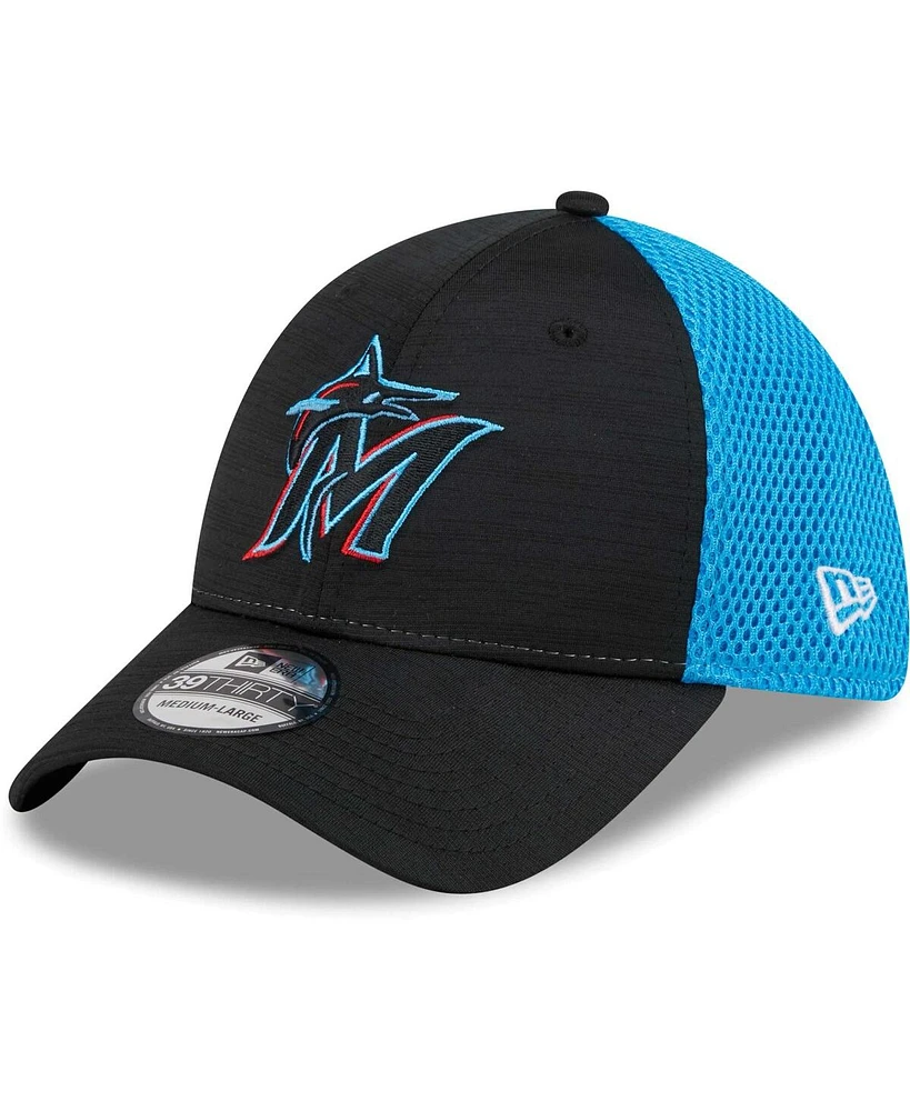Men's New Era Black Miami Marlins Neo 39THIRTY Flex Hat