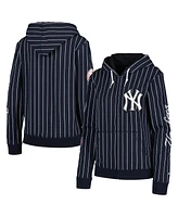 Women's New Era Navy York Yankees Pinstripe Tri-Blend Full-Zip Jacket