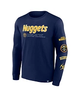 Men's Fanatics Navy Denver Nuggets Baseline Long Sleeve T-shirt