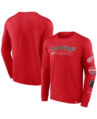 Men's Fanatics Red Detroit Wings Strike the Goal Long Sleeve T-shirt
