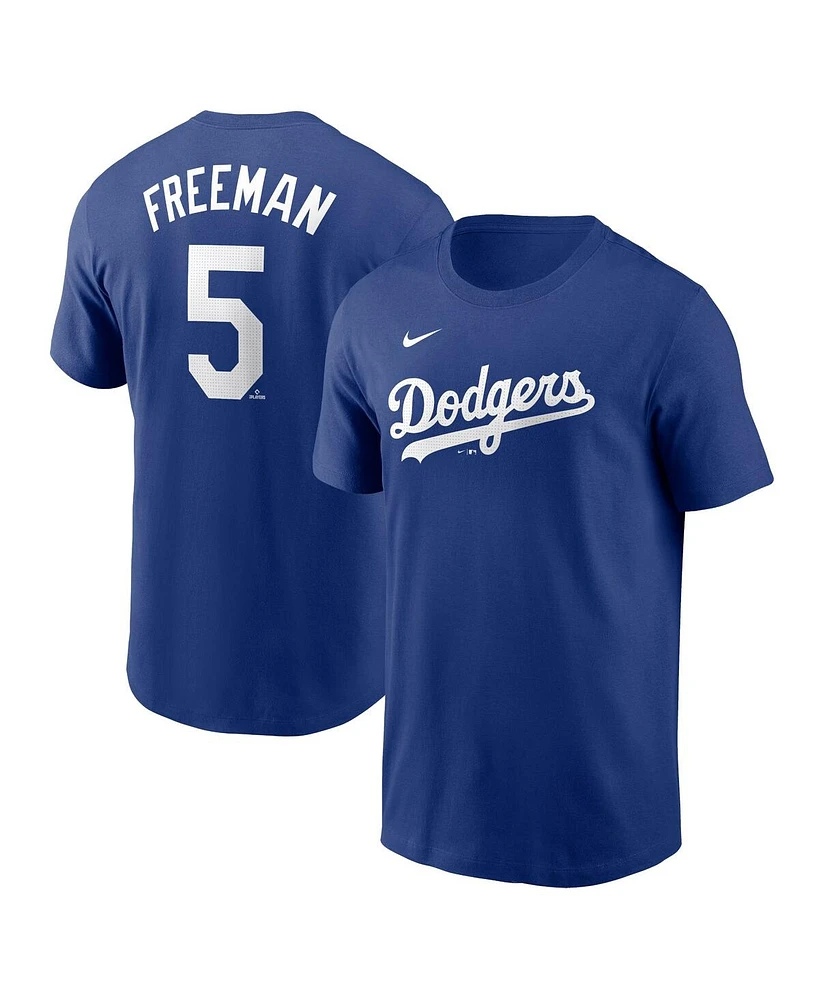 Men's Nike Freddie Freeman Royal Los Angeles Dodgers Fuse Name and Number T-shirt