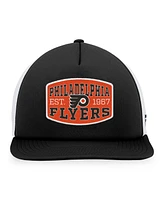 Men's Fanatics Black, White Philadelphia Flyers Foam Front Patch Trucker Snapback Hat