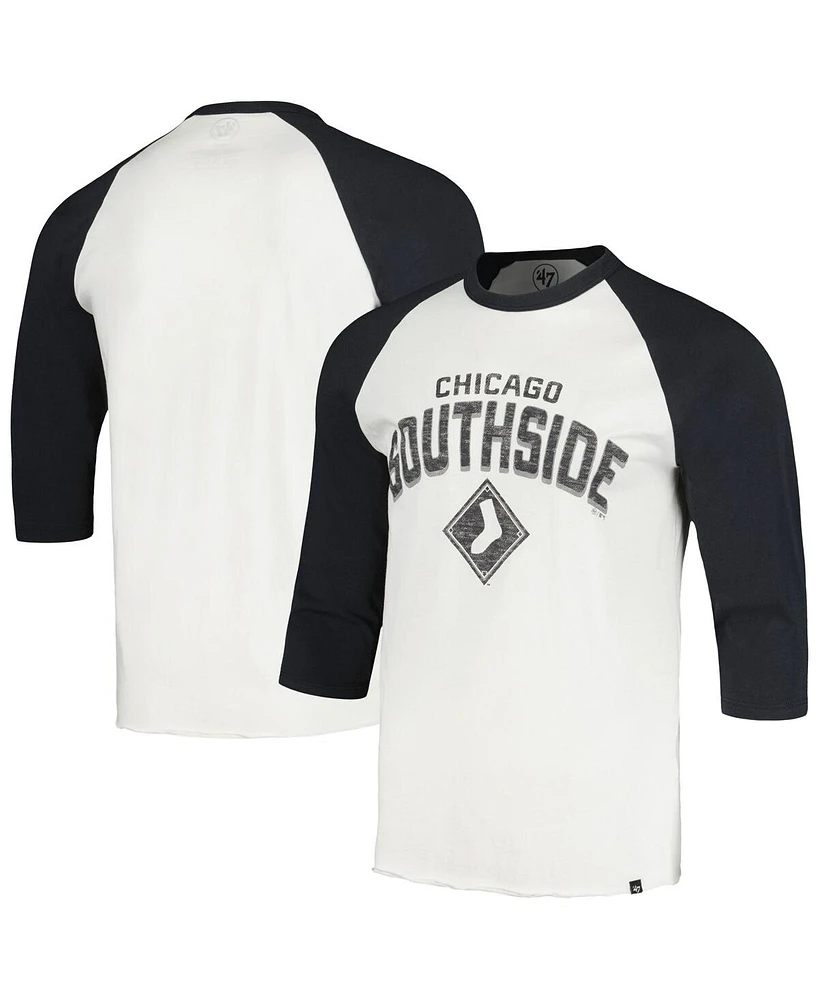 Men's '47 Brand Cream Chicago White Distressed Sox City Connect Crescent Franklin Raglan Three-Quarter Sleeve T-shirt