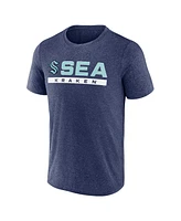 Men's Fanatics Heather Deep Sea Blue Seattle Kraken Playmaker T-shirt